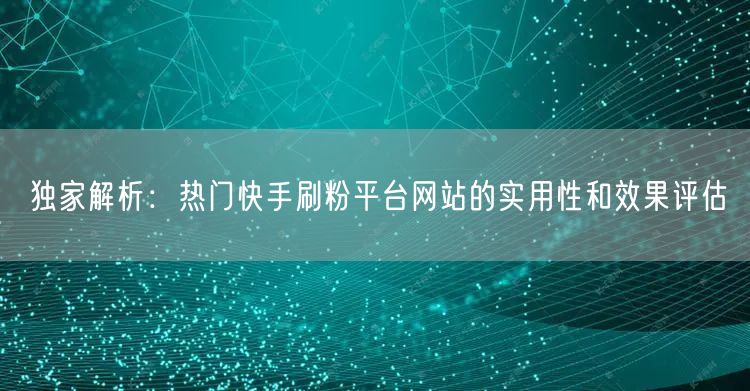 独家解析：热门快手刷粉平台网站的实用性和效果评估