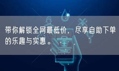 带你解锁全网最低价，尽享自助下单的乐趣与实惠。