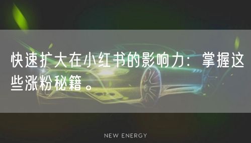 快速扩大在小红书的影响力:掌握这些涨粉秘籍。